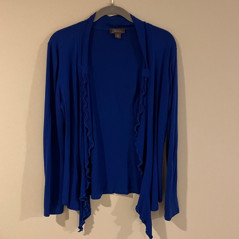 Jessica Royal Blue Ruffle Open Cardigan